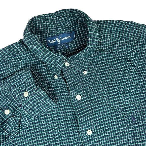 Ralph Lauren Other - Ralph Lauren Button Down Shirt Mens XL LT Blaire Blue Green Check Flannel Cotton